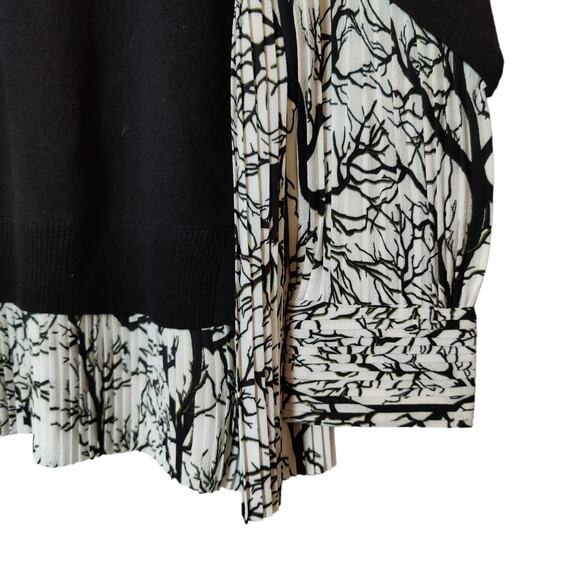 Yigal Azrouel Women's Size S Black Wool Sweater White Pleated Abstract Blouse - Picture 4 of 7